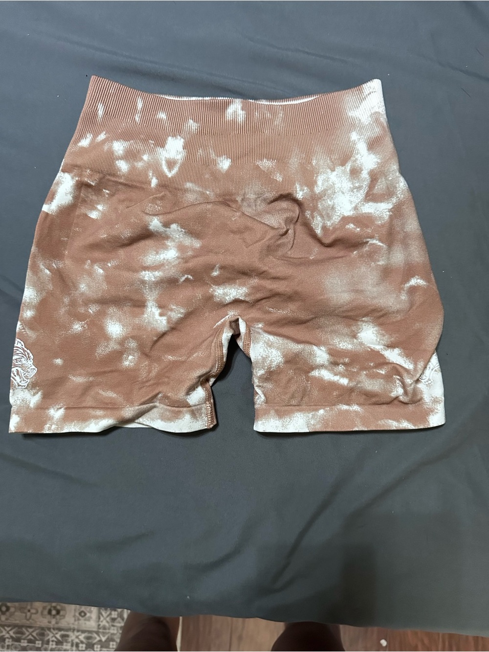 Darc Sport Brown and White Tie-Dye High-Waist Athletic Shorts
